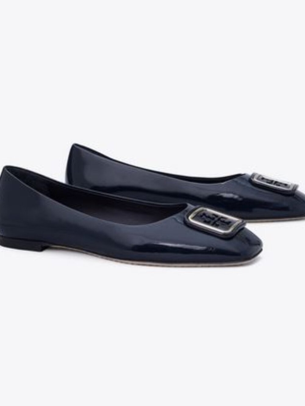 Brand New Tory Burch sz 7 Navy Blue Patent Leather Georgia Ballet Flat Shoes